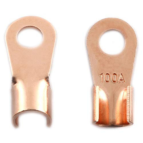 Partstock 10pcs OT-100A Red Copper Circular Splice Crimp Terminal Wire Naked Cable Connector Ring Battery lugs Terminals