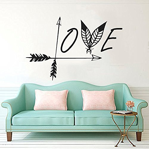 CUGBO Wall Decals Black Love Arrow Wall Sticker Feather Wall Art Mural Vinyl Stickers Bedroom Living Room Decor CUGBO Wall Decals Black Love Arrow Wall Sticker Feather Wall Art Mural Vinyl Stickers Bedroom Living Room Decor