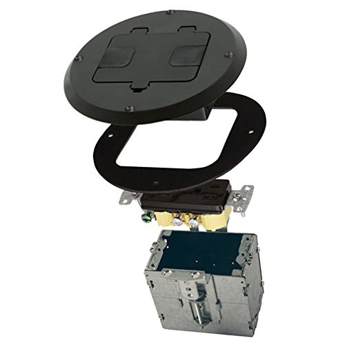 Hubbell-Raco 6239BK 1-Gang Round Wood Floor Box Kit