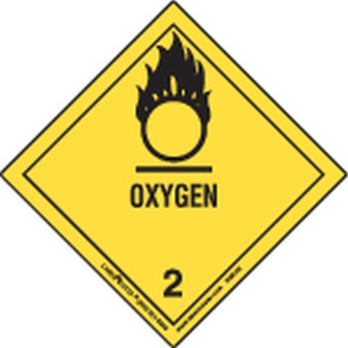 Labelmaster HML26S Oxygen Worded Label, Paper, Hazmat, 4" x 4" (Pack of 50)