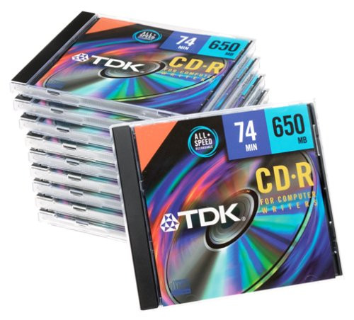 TDK CD-R74MGAXS10 CD-R, 74 Minute, 650MB, 12X (10-Pack with Jewel Cases)