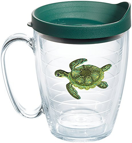 Tervis 1254360 Green Turtle Insulated Tumbler with Emblem and Hunter Lid, 16oz Mug, Clear