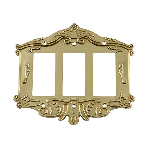 Nostalgic Warehouse 719943 Victorian Switch Plate with Triple Rocker, Polished Brass