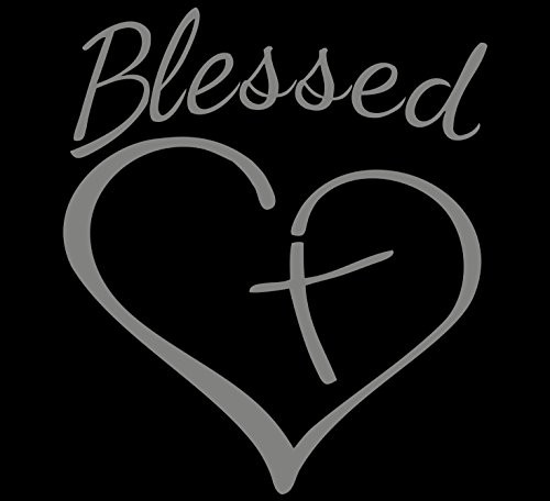 Blessed Cross and Heart Christian Decal Vinyl Sticker|Cars Trucks Vans Walls Laptop |5.5 x 4.5 in| (Silver)