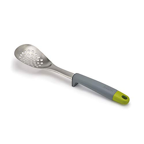 Joseph Joseph 10165 Elevate Stainless Steel Slotted Spoon with Integrated Tool Rest, One-Size, Gray/Green