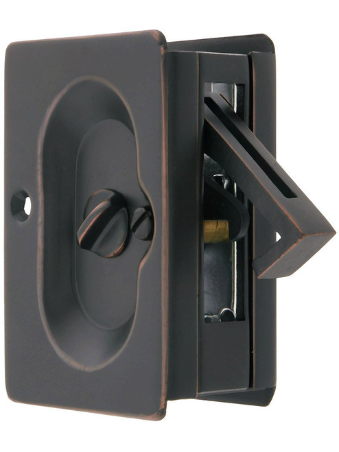 Premium Quality Mid-Century Pocket Door Privacy Lock Set In Oil-Rubbed Bronze