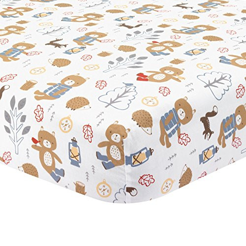 Lambs & Ivy(R) Little Campers White Fitted Crib Sheet