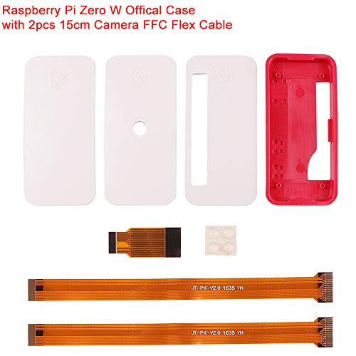 Raspberry Pi Zero W Official Case New, RPI Zero ABS Box Cover Shell Enclosure Cases(Plain, use for GPIO and Camera) Compatible for Raspberry Pi Zero V 1.3 Pi0 with 2pcs 15cm Camera FFC Flex Cable