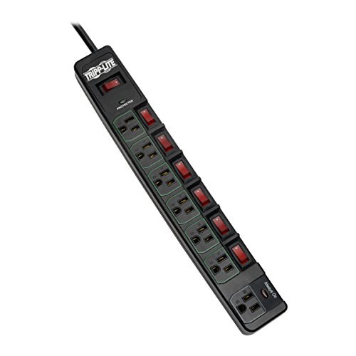 Tripp Lite 7 Outlet (6 Individually Controlled) Surge Protector Power Strip, 6ft Cord, Black, Lifetime Limited Warranty & $25K Insurance (TLP76MSGB) Tripp Lite 7 Outlet (6 Individually Controlled) Surge Protector Power Strip, 6ft Cord, Black, Lifetime Limited Warranty & $25K Insurance (TLP76MSGB)