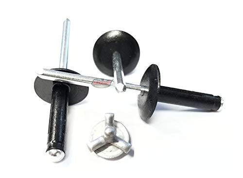 Racer's Speed Shop 3/16" Large Head Aluminum Mandrel Tri-Fold Exploding Pop Rivets 3/16" Exploder 25 pk (Black)