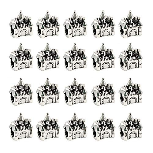 Mystart 20 Pieces Silver-Plated Villa Castle Alloy Large Hole Loose Beads Bracelet Beads Charms Jewelry Making Accessories Mystart 20 Pieces Silver-Plated Villa Castle Alloy Large Hole Loose Beads Bracelet Beads Charms Jewelry Making Accessories