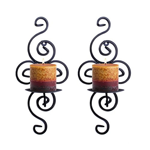 Super Z Outlet Pair of Elegant Swirling Iron Hanging Wall Candleholders Votives Sconce for Home Wall Decorations, Weddings, Events