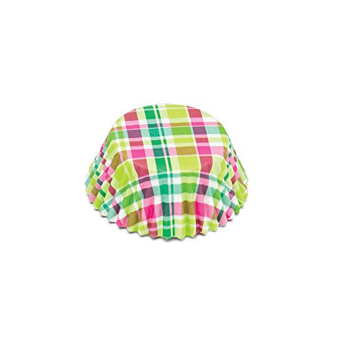 Fox Run 8039 Standard Madras Bake Cup Set, 50 Count, Green/Pink