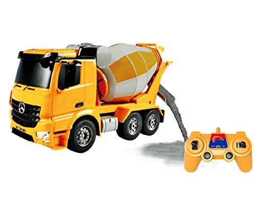 Bo-Toys Rc Mercedes Benz Actros Cement Mixer Heavy Construction Truck Remote Control 1:26 Lights Sound