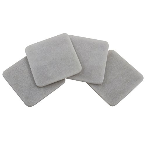 Thirstystone Square Marble Coasters, White
