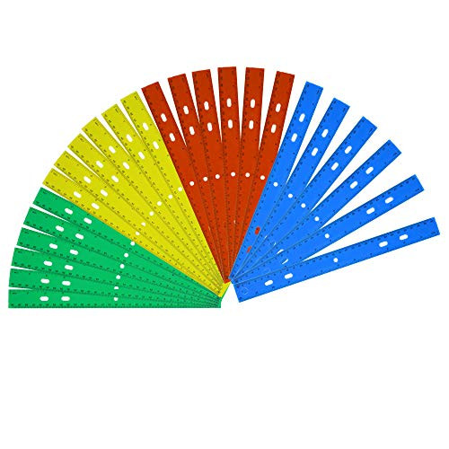 Trail maker Packs of Plastic 12 Inch Rulers in Bulk Wholesale Set in 4 Assorted Colors for School Classrooms, Teachers, and Parents (96 Pack)