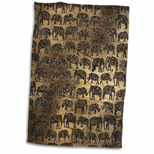 3dRose White Floral Lace on Brown Grunge Vintage Burlap Towel, 15 x 22