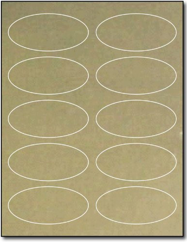 3/4" X 3 3/4" Adhesive Labels - 10 Sheets / 100 Oval Labels - Laser Printer Only - Gold Foil