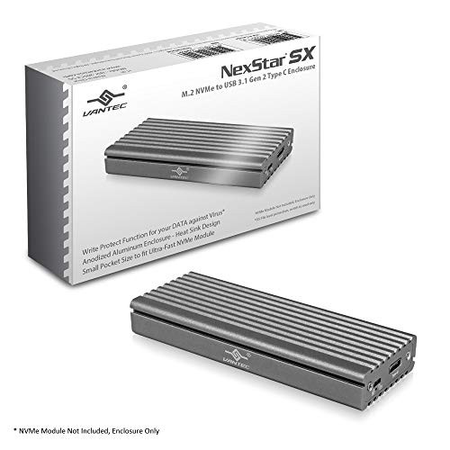 Vantec M.2 Nvme SSD to USB 3.1 Gen 2 Type C Enclosure with C to C Cable, Space Gray Color, ID5 (NST-205C3-SG) Vantec M.2 Nvme SSD to USB 3.1 Gen 2 Type C Enclosure with C to C Cable, Space Gray Color, ID5 (NST-205C3-SG)