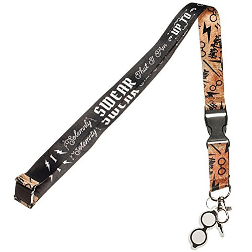 Harry Potter Solemnly Swear Reversible Breakaway Keychain Lanyard with ID Holder and Rubber Glasses Charm