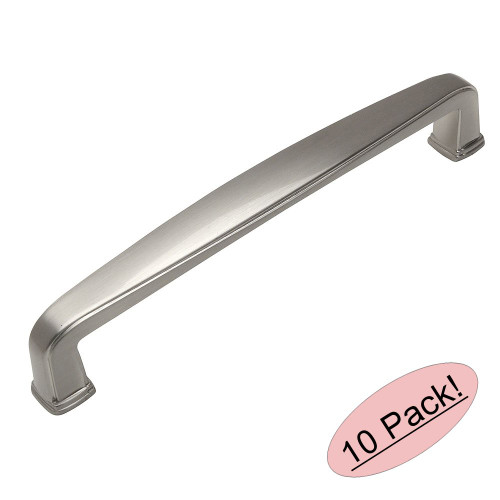 Cosmas 4392-128SN Satin Nickel Modern Cabinet Hardware Handle Pull - 5' Inch (128mm) Hole Centers - 10 Pack