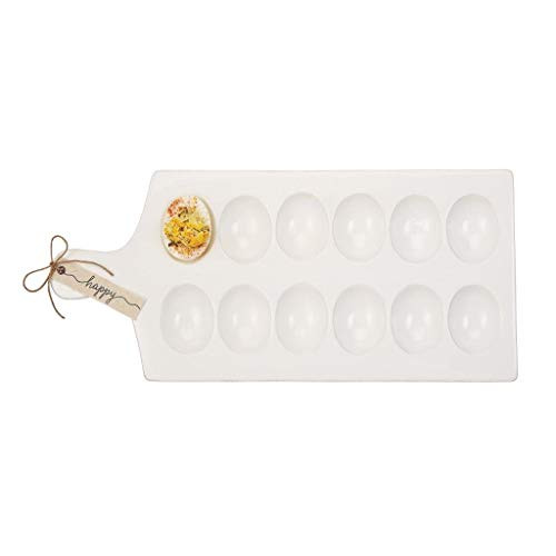 Mud Pie 40700083 Deviled Egg Tray 15.25" x 7" White, Brown, Black