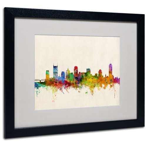 Nashville Skyline by Michael Tompsett, White Matte, Black Frame 16x20-Inch