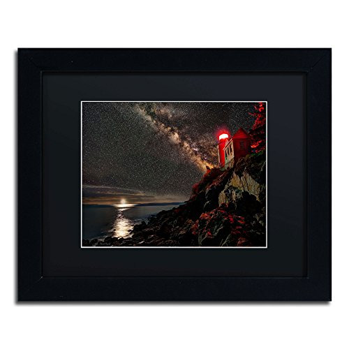 Bass Harbor Lighthouse Acadia National Park Maine Artwork by David Ayash, 11 by 14-Inch, Matte Black/Black Frame