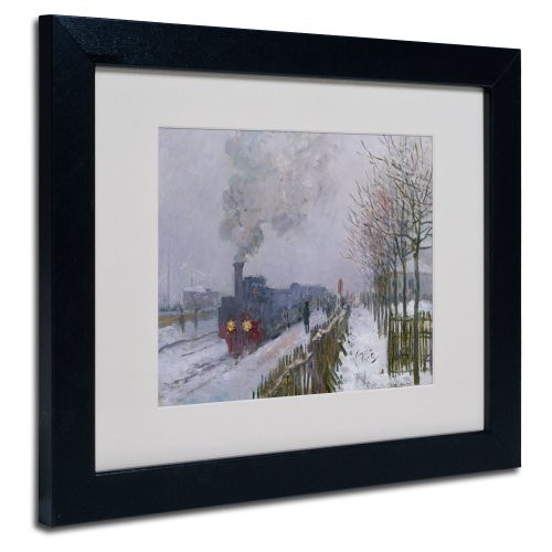 Train in The Snow by Claude Monet Canvas Wall Artwork, Black Frame, 11 by 14-Inch