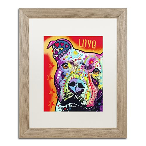 Thoughtful Pitbull by Dean Russo, White Matte, Birch Frame 16x20-Inch