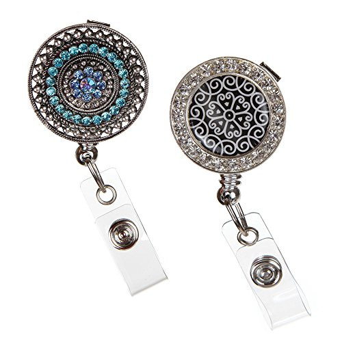 2 Pack Badge Reels: Razzle Dazzle Teal & Scroll