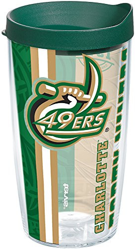 Tervis 1239169 Charlotte 49ers College Pride Insulated Tumbler with Wrap and Hunter Green Lid, 16oz, Clear