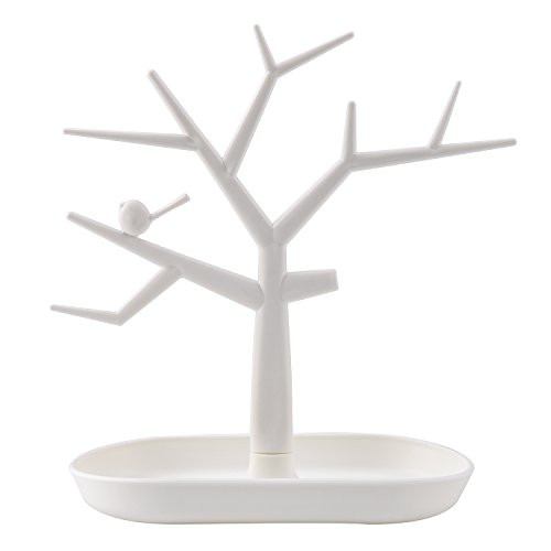 ChezMax Tree Design Jewelry Display Tower Necklace Earring Bracelet Holder Organizer Stand, White ChezMax Tree Design Jewelry Display Tower Necklace Earring Bracelet Holder Organizer Stand, White