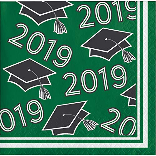 Creative Converting 335408 Green Class Of 2019 Beverage Napkins, 5,