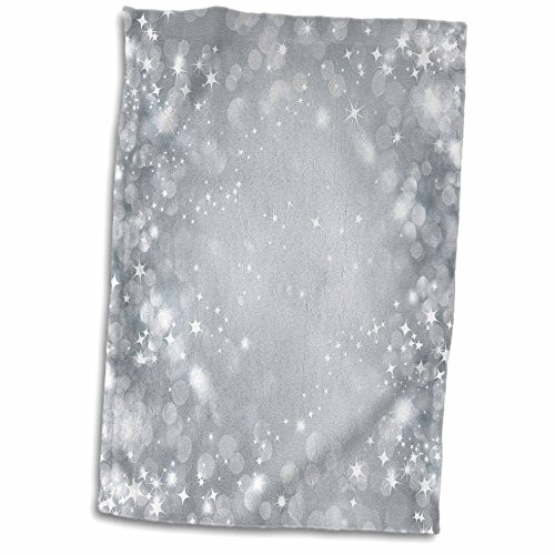 3D Rose White and Gray Sparkle Bokeh with Stars Hand Towel, 15" x 22", Multicolor 3D Rose White and Gray Sparkle Bokeh with Stars Hand Towel, 15" x 22", Multicolor