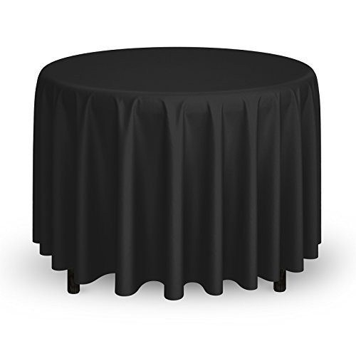 Mill & Thread - 120" Round Premium Tablecloth for Wedding / Banquet / Restaurant - Polyester Fabric Table Cloth - Black