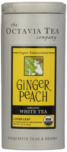 Octavia Tea Ginger Peach (Organic White Tea) Loose Tea, 1.23 Ounce Tin