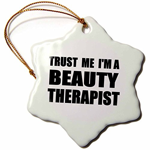 3dRose orn_195594_1 Trust Me I'm a Beauty Therapist. Black. Beautician Humor Funny Job Gift-Snowflake Ornament, Porcelain, 3-Inch