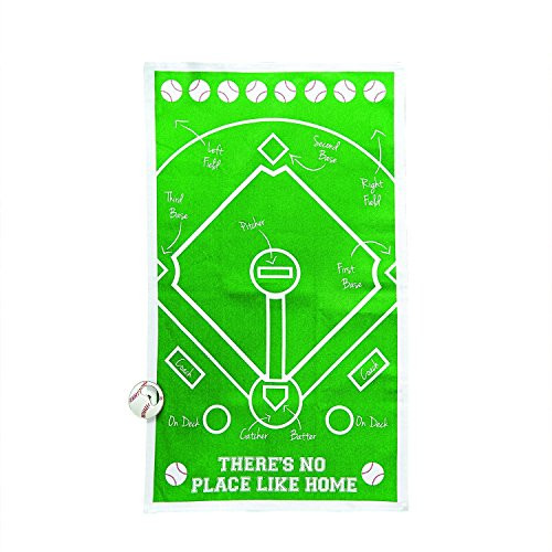 Two's Company 51348 Baseball Dishtowel Set with Baseball Bottle Opener, Green