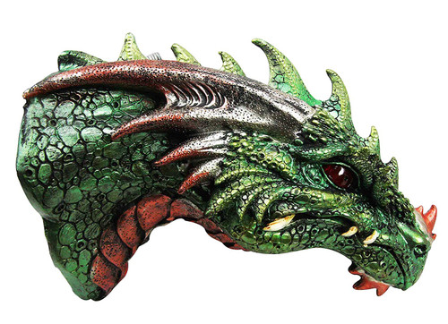 Medieval Castle Dungeon Green Dragon Wall Plaque With LED Illuminated Eyes Sculpture Plaque Home Decor