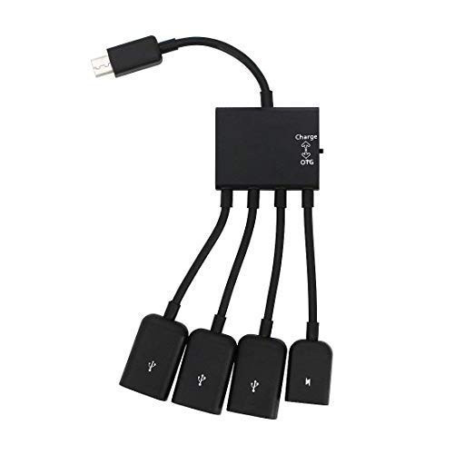 JIMAT Micro USB Host USB OTG 4 Port Cable Cord Adapter Connector Compatible for S4 S5 S6 Android Tablet Smartphone Supports OTG Function | Charging and Data Sync Transfer |