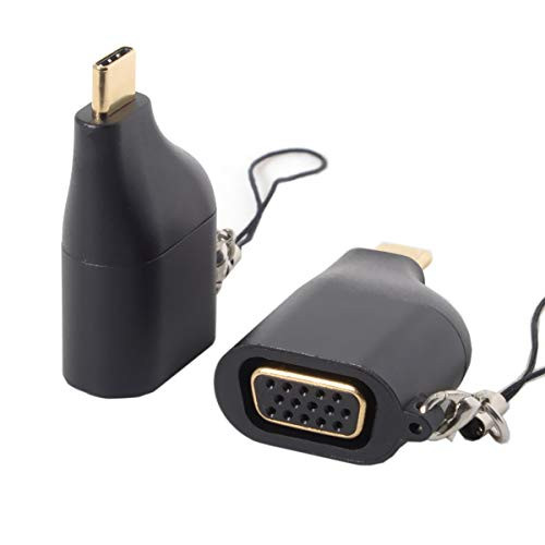 Cablecc USB-C Type C to VGA Converter Adapter 1080p with Chain for Tablet & Phone & Laptop(VGA)