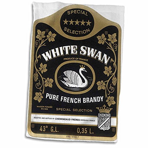 3D Rose Vintage White Swan Pure French Brandy Label Towel 15" x 22"