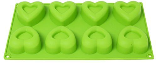 Silicone Molds Baking Chocolate Candies Dessert or Soap Ice Candle Making Molds(8 Cavity Mold) (Green, Heart)