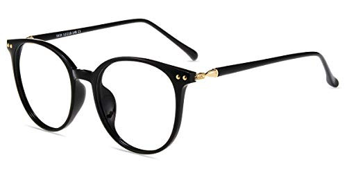 Firmoo Blue Light Blocking/Filter Computer Glasses for Anti Blue Ray/Anti Fatigue/Anti Eyestrain with Chic Round Black Metal/Plastic Frame For Women/Men