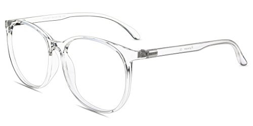 Firmoo Blue Light Blocking Glasses, Clear Frame Computer Glasses, Round Blue Light Glasses Oversized for Men Women