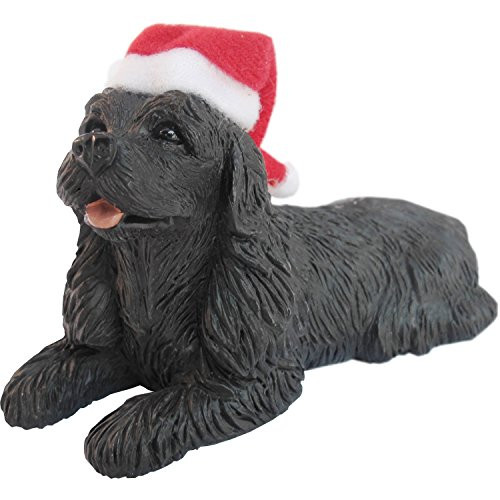 Sandicast Black Cocker Spaniel with Santa Hat Christmas Ornament
