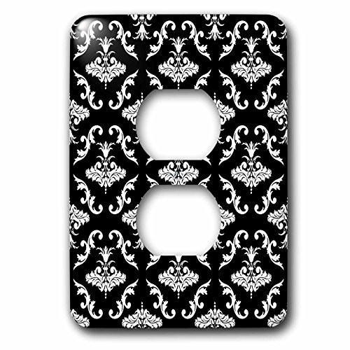 3dRose lsp_51327_6 White and Black Damask Pattern Outlet Cover