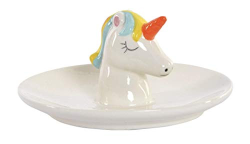 Item White Unicorn Ceramic Jewelry Dish Ring Holder, 4.72