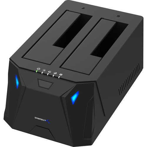 Sabrent USB 3.0 to SATA I/II/III Dual Bay External Hard Drive Docking Station for 2.5 or 3.5in HDD, SSD with Hard Drive Duplicator/Cloner Function [10TB Support] (EC-HD2B)